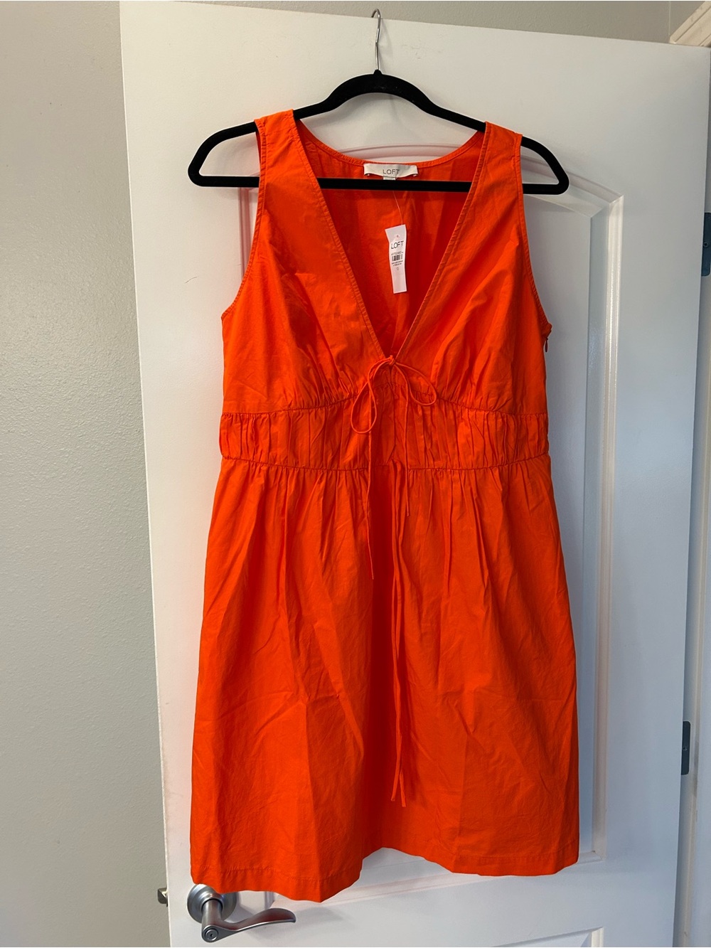 LOFT Orange V-Neck Tie-Waist Mini Dress